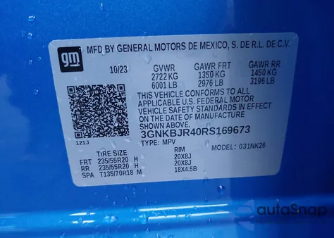 2024 Chevrolet Blazer Awd 3Lt from USA, damaged, VIN 3GNKBJR40RS169673